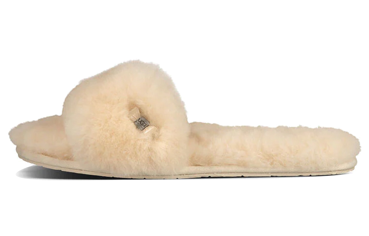 (Women) UGG Fluff Slide 'Metallic Bow Natural' 1005565-NAT