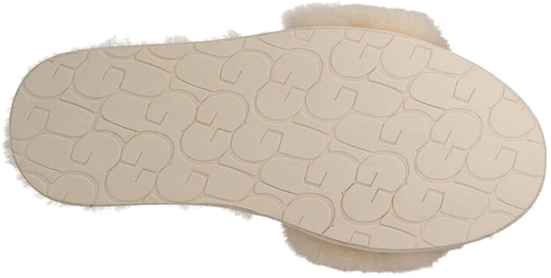 (W) UGG Fluff Slide 'Metallic Bow Natural' Sandal Unisex 1005565-NAT Details for (W) UGG Fluff Slide 'Metallic Bow Natural' Sandal Unisex 1005565-NAT