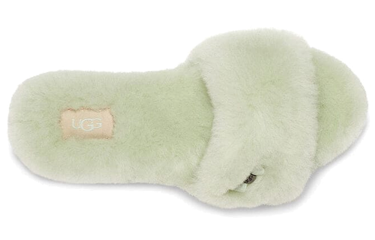 Shop (W) UGG Fluff Slide 'Mint Green Metallic Bow' - Selipar Fluff Hijau Mint Riben Metalik 1005565-RMN