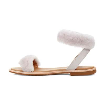 (W) UGG Fluff Springs Outdoor Open Toe Sports Sandals White