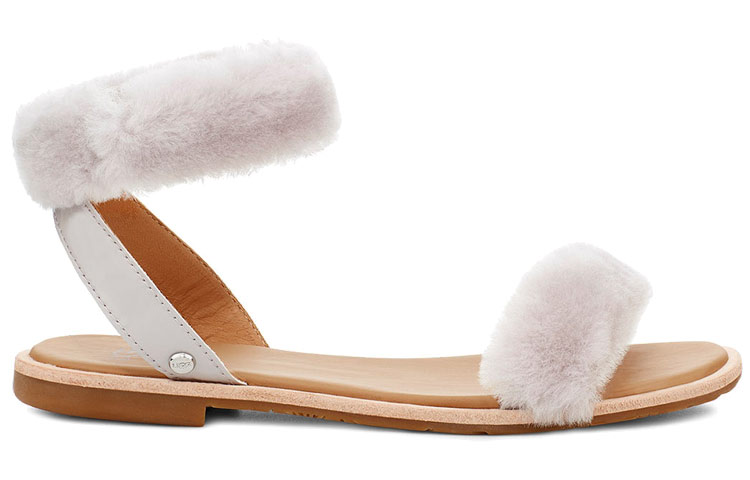 Order (W) UGG Fluff Springs Outdoor Offene Zehen Sportsandalen Weiß 1101438-FEA