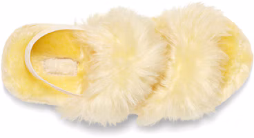 Shop UGG Fluff Sugar Sandal 羊皮毛一體 保暖舒適 時尚拖鞋 女款 黃色