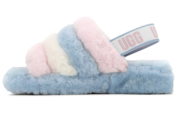 (Women) UGG Fluff Yeah Sandals Pink Blue 1114751-PSTR