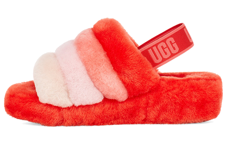 (Women) UGG Fluff Yeah Sandals Red White 1097169-LFMLT
