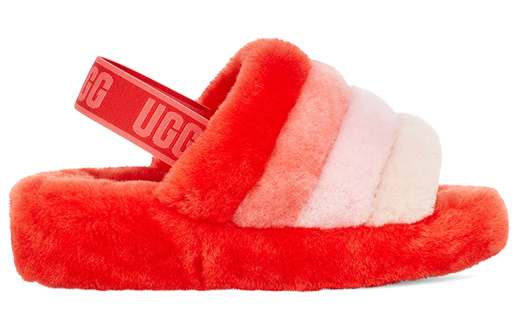 Order (W) UGG Fluff Yeah Sandalias Rojo Blanco 1097169-LFMLT
