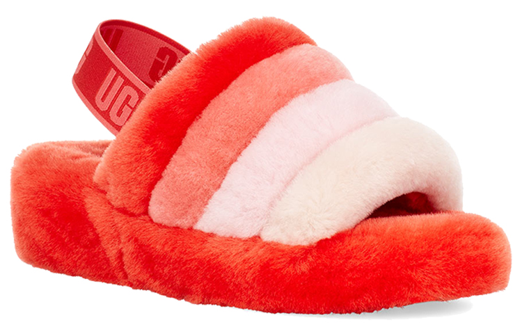 Lookbook (W) UGG Fluff Yeah Sandalias Rojo Blanco 1097169-LFMLT