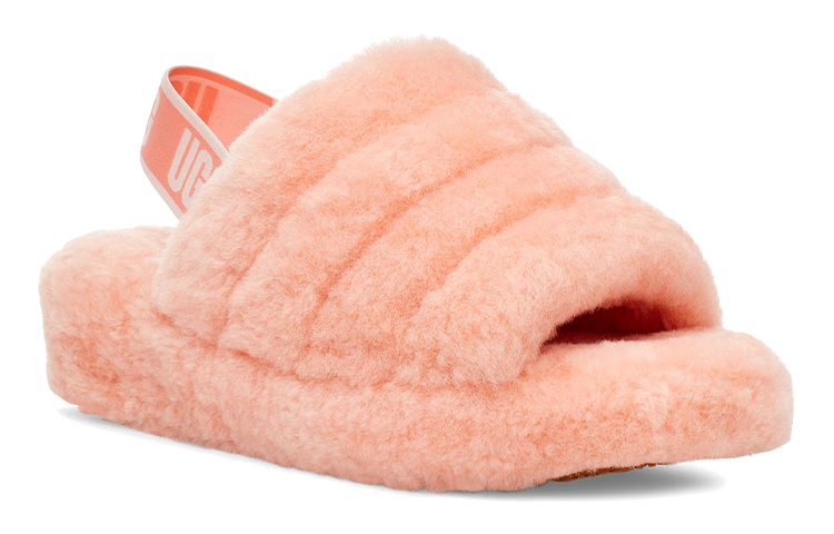 Lookbook UGG Fluff Yeah Slide 簡約休閒厚底毛毛時尚拖鞋 女款 貝佛利粉
