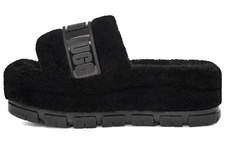 Buy UGG 羊皮毛一體 絨毛 厚底涼拖鞋 女款 黑色