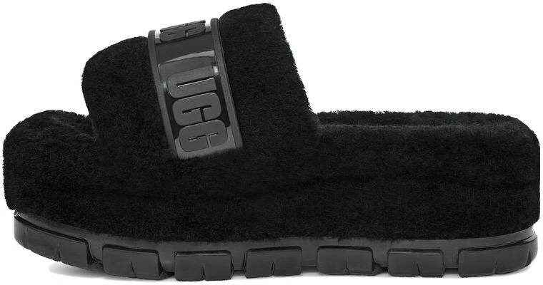 UGG 羊皮毛一體 絨毛 厚底涼拖鞋 女款 黑色 Buy UGG 羊皮毛一體 絨毛 厚底涼拖鞋 女款 黑色