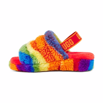 (W) UGG Fluff Yeah Slide 'Cali Collage Rainbow'