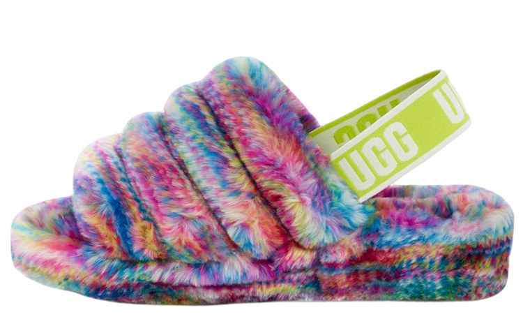 (W) UGG Fluff Yeah Slide 'Colorful Print'