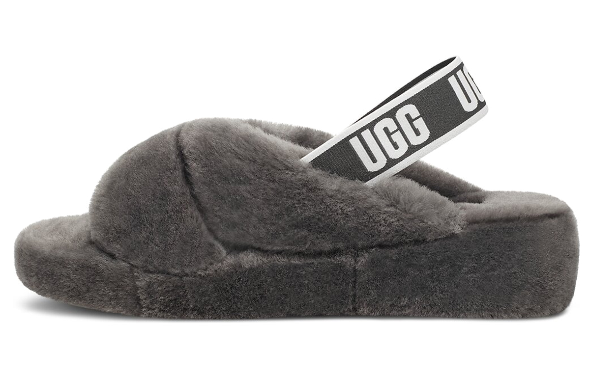 Buy (Women) UGG Fluff Yeah Slide 'Grey Logo' 1117935-CHRC