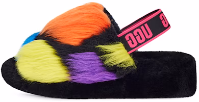 (Women) UGG Fluff Yeah Slide 'Party Spots' 1125006-BLK (Women) UGG Fluff Yeah Slide 'Party Spots' 1125006-BLK