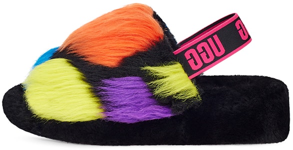 UGG Fluff Yeah Party Spots 織物 派對斑點 時尚拖鞋 女款 黑色 Buy UGG Fluff Yeah Party Spots 織物 派對斑點 時尚拖鞋 女款 黑色