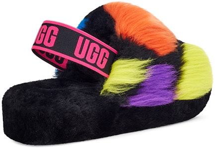 UGG Fluff Yeah Party Spots 織物 派對斑點 時尚拖鞋 女款 黑色 Shop UGG Fluff Yeah Party Spots 織物 派對斑點 時尚拖鞋 女款 黑色