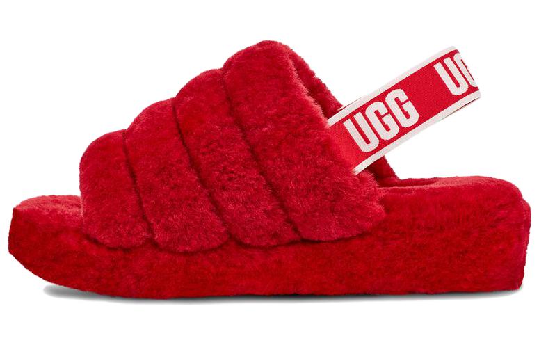 (W) UGG Fluff Yeah Slide Samba Red