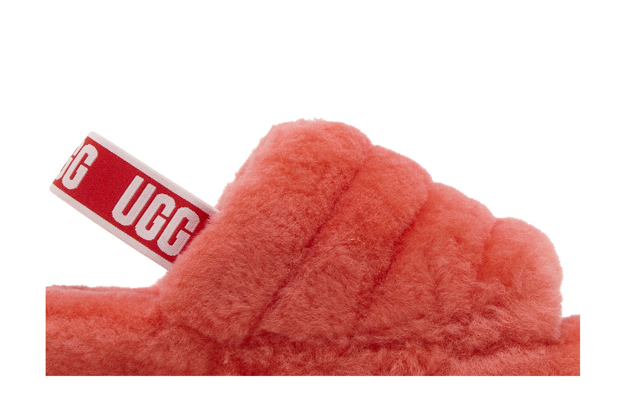 Lookbook UGG Fluff Yeah 溜滑式厚底毛毛拖鞋 女款 紅醋栗色