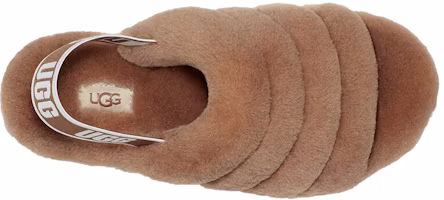 Shop UGG Fluff Yeah Slide 時尚街頭風 厚底毛毛潮鞋 女款 栗色