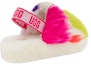 Shop UGG FLUFF YEAH 羊皮毛一體 舒適 時尚涼鞋 女款 白色
