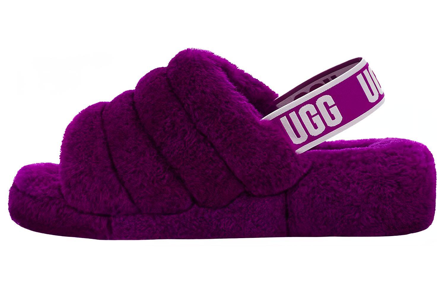 Buy UGG Fluff Yeah Slide 舒適厚底 毛毛時尚涼鞋 女款 漿果色