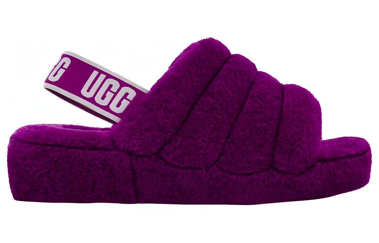 Order UGG Fluff Yeah Slide 舒適厚底 毛毛時尚涼鞋 女款 漿果色