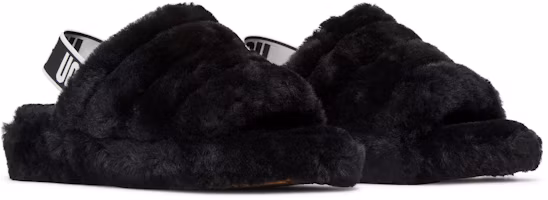 Cheap (女鞋)UGG Fluff Yeah 絨毛拖鞋 黑色 1095119-BLK