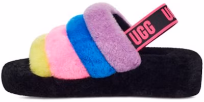 (Women) UGG Fluff Yeah Slide Black Taffy Pink Multi 1097169-BTPM (Women) UGG Fluff Yeah Slide Black Taffy Pink Multi 1097169-BTPM