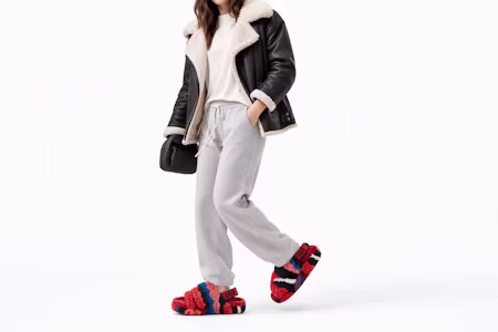 Order (Women) UGG Fluff Yeah Slide Cali Collage Red 1118164-RED