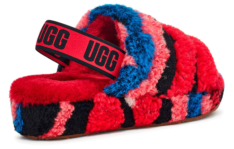 Details for (W) UGG Fluff Yeah 凉拖鞋 加州拼贴 红色 1118164-RED