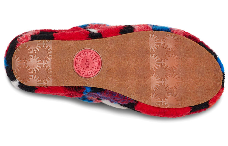 Sizing (W) UGG Fluff Yeah 凉拖鞋 加州拼贴 红色 1118164-RED