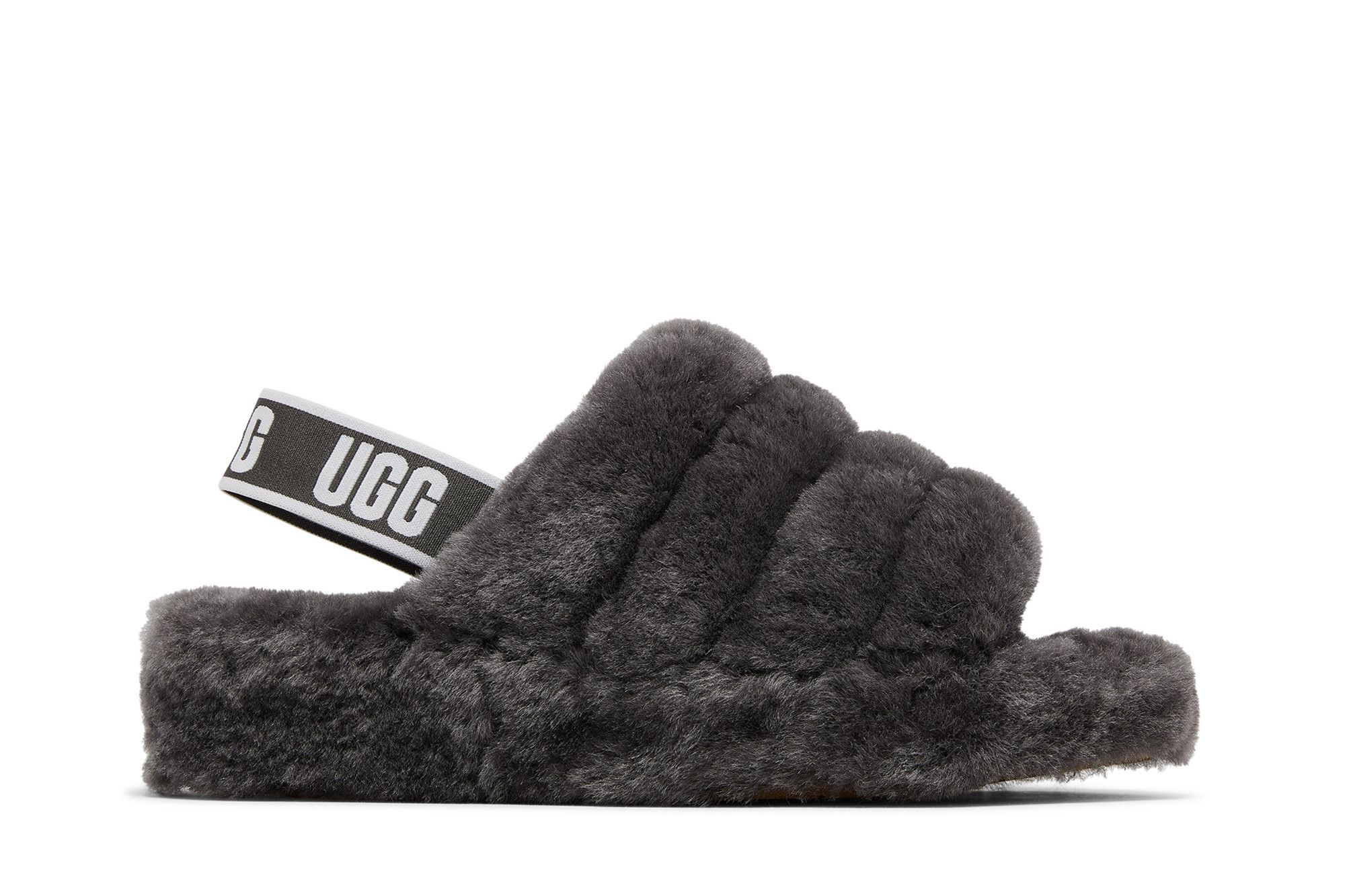 (Women) UGG Fluff Yeah Slide Charcoal 1095119-CHRC