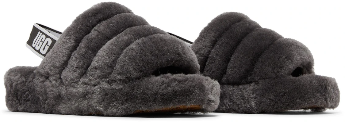 (W) UGG Fluff Yeah Slide Antraciet Grijs 1095119-CHRC Cheap (W) UGG Fluff Yeah Slide Antraciet Grijs 1095119-CHRC