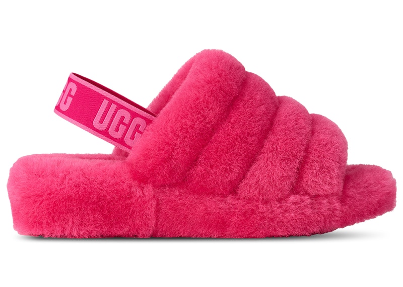 (Women) UGG Fluff Yeah Slide Deep Coral Sachet Pink 1095119-DRLS