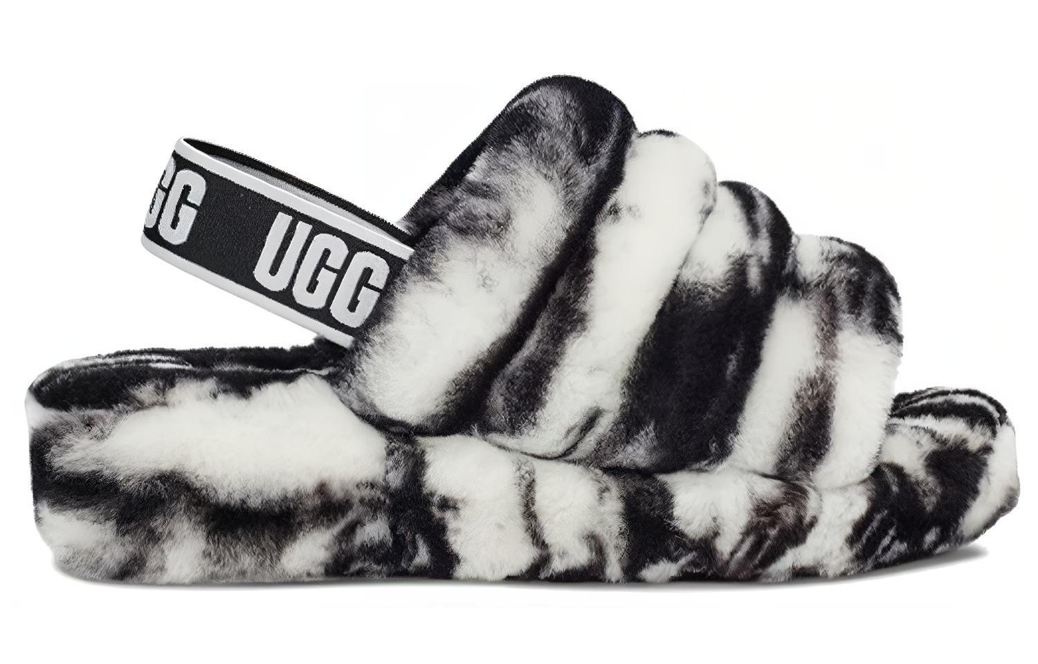 (W) UGG Fluff Yeah Slide Marble Black White 圖 2