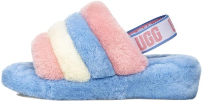 (Women) UGG Fluff Yeah Slide Shoe Pink Blue Stripe 1097169-PSTR (Women) UGG Fluff Yeah Slide Shoe Pink Blue Stripe 1097169-PSTR