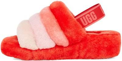 (Women) UGG Fluff Yeah Slide Thick Sole Shoe Orange White 1095119-LFMLT (Women) UGG Fluff Yeah Slide Thick Sole Shoe Orange White 1095119-LFMLT