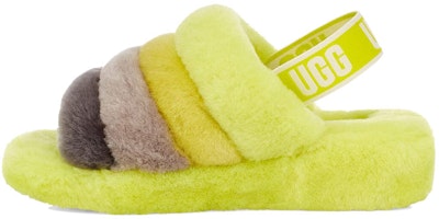 (Women) UGG Fluff Yeah Slide Thick Sole Shoe Yellow Gray 1095119-SLML (Women) UGG Fluff Yeah Slide Thick Sole Shoe Yellow Gray 1095119-SLML