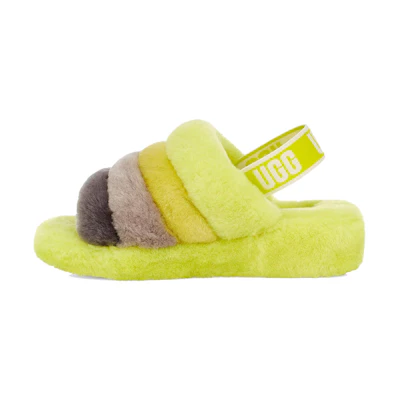 (W) UGG Fluff Yeah Slide Thick Sole Shoe Yellow Gray