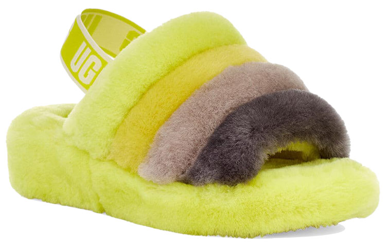 (W) UGG Fluff Yeah Slide Thick Sole Shoe Yellow Gray 圖 3