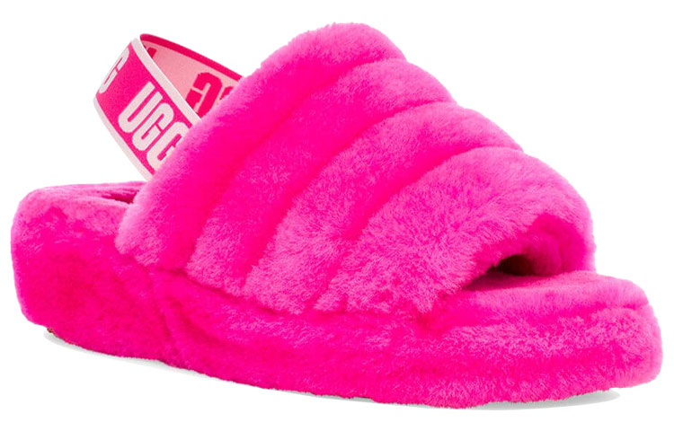 Lookbook (W) アグ フラッフ イヤー 厚底 スリッパ レッド 1095119-RCR