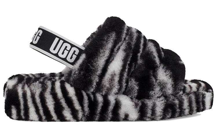 (W) UGG Fluff Yeah Zebra Slide Slipper Color 'Black White' 圖 2