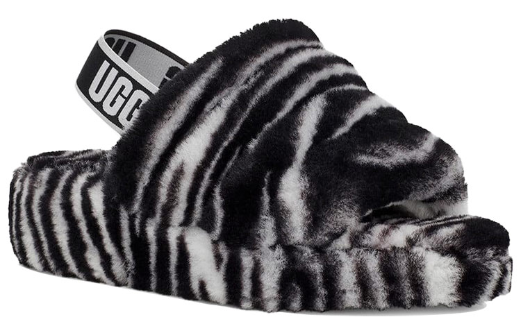 (W) UGG Fluff Yeah Zebra Slide Slipper Color 'Black White' 圖 3