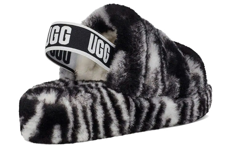 (W) UGG Fluff Yeah Zebra Slide Slipper Color 'Black White' 圖 4