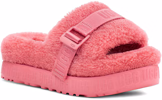 Lookbook UGG Fluffita 羊皮毛一體 舒適厚底 時尚涼拖 女款 粉紅
