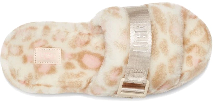 UGG Fluffita 羊皮毛一體 簡約休閒豹紋印花厚底 拖鞋 女款 白色 Shop UGG Fluffita 羊皮毛一體 簡約休閒豹紋印花厚底 拖鞋 女款 白色