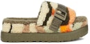 Order (W) UGG Fluffita Cali Collage Selipar Hijau Zaitun 1118750-OLV