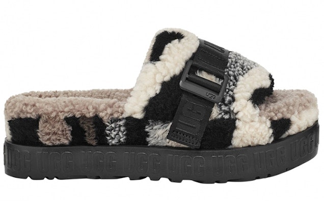 (Women) UGG Fluffita Cali Collage Slipper Beige Black 1118750-BKGY Order (Women) UGG Fluffita Cali Collage Slipper Beige Black 1118750-BKGY