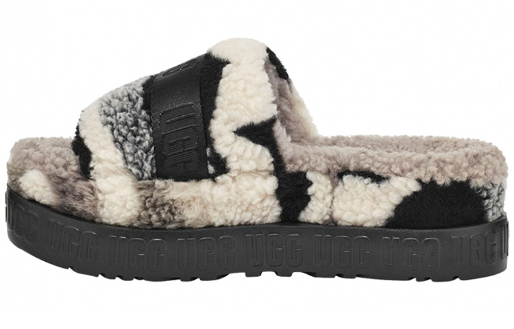 (Women) UGG Fluffita Cali Collage Slipper Beige Black 1118750-BKGY