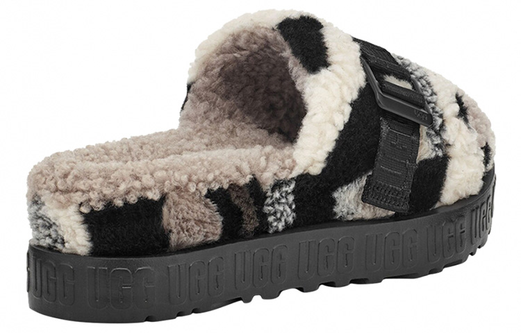 Shop (W) UGG Fluffita Cali Collage Pantoffel Beige Zwart 1118750-BKGY
