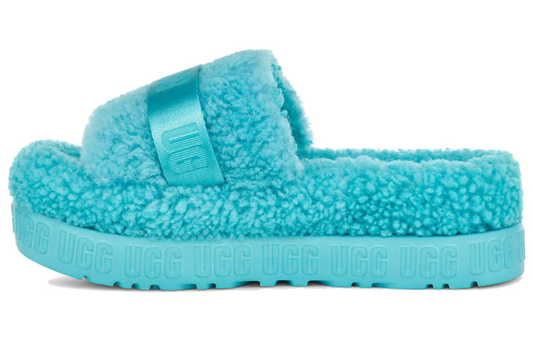(Women) UGG Fluffita Thick Sole Blue Slippers 1113475-CRWT